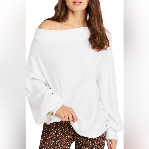 NEW Free People Main Squeeze Brushed Hacci Top White - Picture 10 of 12